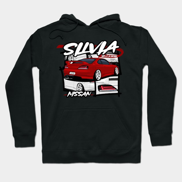 Red Nissasn Silvia S15, JDM Car Hoodie by T-JD